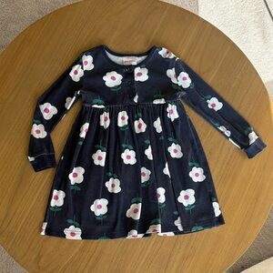 Hanna Andersson Navy Blue Floral Print Long-Sleeve Dress